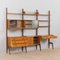 Free Standing Teak 3-Bay Ergo Wall Unit with Desk, 4 Cabinets and 5 Shelves 11