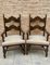 Mid-Century Spanish Colonial Carved Walnut Armchairs, Set of 2 1