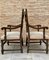 Mid-Century Spanish Colonial Carved Walnut Armchairs, Set of 2 12