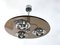 Postmodern Italian Round Thick Smoked Glass Ceiling Light, 1970s 1