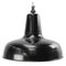 Vintage French Industrial Black Enamel Pendant Lamp, Image 1