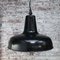 Vintage French Industrial Black Enamel Pendant Lamp, Image 4