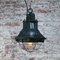 Vintage French Industrial Green Cast Iron and Clear Glass Pendant Lamp, Image 5