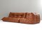 Togo Tan Leather Sofa by Michel Dacaroy for Ligne Roset, France, 1970, Set of 2 8