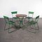 Französisches Grünes Gartenset mit Tisch und Vier Stühlen, 1940er 1