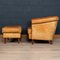20th Century Dutch Sheepskin Leather Tub Chair & Footstool, Set of 2 3