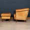 20th Century Dutch Sheepskin Leather Tub Chair & Footstool, Set of 2, Image 3