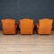 20th Century French Sheepskin Leather Armchairs, Set of 3 3