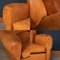 20th Century French Sheepskin Leather Armchairs, Set of 3 5