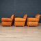 20th Century French Sheepskin Leather Armchairs, Set of 3, Image 2