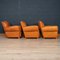 20th Century French Sheepskin Leather Armchairs, Set of 3, Image 4