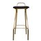 Mid-Century Brass Metal Leather Bar Stools, Italy, 1960, Set of 2, Image 2