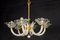 Art Deco Brass Mounted Murano Glass Chandelier by Ercole Barovier, 1940s 5