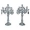 Glass Candelabras with Crystal Pendants, Set of 2 1