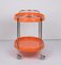 Chariot de Bar Ovale Mid-Century en Plastique Orange et Métal Chromé, Italie, 1950s 16