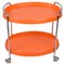 Mid-Century Italian Oval Orange Plastic and Chromed Metal Bar Cart, 1950s 3