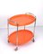 Chariot de Bar Ovale Mid-Century en Plastique Orange et Métal Chromé, Italie, 1950s 14