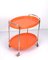 Mid-Century Italian Oval Orange Plastic and Chromed Metal Bar Cart, 1950s 14