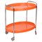 Mid-Century Italian Oval Orange Plastic and Chromed Metal Bar Cart, 1950s 1