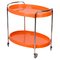 Carrello bar ovale Mid-Century in plastica arancione e metallo cromato, Italia, Immagine 2