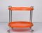 Carrello bar ovale Mid-Century in plastica arancione e metallo cromato, Italia, Immagine 12