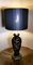 Französische Schwarze Handbemalte Polierte Porzellan Lampe 14