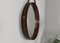 Round Italian Wall Mirror in Solid Teak, Leather and Brass, 1950s 6