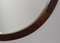 Round Italian Wall Mirror in Solid Teak, Leather and Brass, 1950s 3