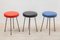 Black, Red and Blue Low Bar Stools, France, 1950s, Set of 3 2