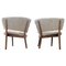 Mid-Century Modern Swedish Lounge Chairs in Sheepskin and Stained Wood, 1962, Set of 2 2