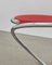 PH Snake Stool, Chrome, Red Painted Satin Matte, Wood Seat, Visible Tubes 2