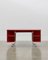 Bureau PH, Chrome, Peint en Rouge Poli, Tiroirs Mat Satin, Cuir Vert 2