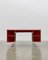 PH Office Desk, Chrome, Red Painted Polished, Satin Matte Drawers, Green Leather 2