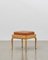 PH Stool with Wooden Legs, Natural Oak Veneer & Aniline Walnut Leather Seat 2