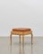 PH Stool with Wooden Legs, Natural Oak Veneer & Aniline Walnut Leather Seat, Image 2