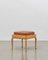 PH Stool with Wooden Legs, Natural Oak Veneer & Aniline Walnut Leather Seat, Image 1