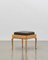 PH Stool with Wooden Legs, Natural Oak Veneer & Aniline Black Leather Seat 2