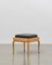 PH Stool with Wooden Legs, Natural Oak Veneer & Aniline Black Leather Seat 1