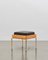 PH Stool with Brass Legs, Natural Oak Veneer & Aniline Black Leather Seat 1