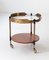 Italian Exotic Wood and Brass Bar Cart, 1950s, Image 3