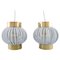 Brass and White Plastic Pendants, Set of 2 1