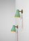 Brass Green Wall Sconces, 1960s, Set of 3 10