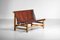 Cognac Leather & Pine Bench, 1950s 16