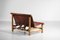 Cognac Leather & Pine Bench, 1950s 12