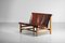 Banc en Cuir Cognac et Pin, 1950s 3