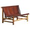 Cognac Leather & Pine Bench, 1950s 1