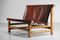 Cognac Leather & Pine Bench, 1950s, Image 4