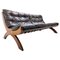 Modernes italienisches Mid-Century Sofa aus schwarzem Leder & Holz, 1960er 1