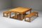 Modernes italienisches Set aus Bank & Tisch aus Pinienholz von Charlotte Perriand, 1960er, 3er Set 5