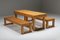 Italian Modernist Pine Bench & Table Set by Charlotte Perriand, 1960s, Set of 3 3